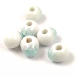   Porcelán gyöngy - golyó - Alabaster Cracked Light Blue - 10x12mm