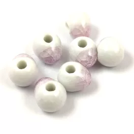  Porcelán gyöngy - golyó - Alabaster Cracked Light Amethyst - 10x12mm