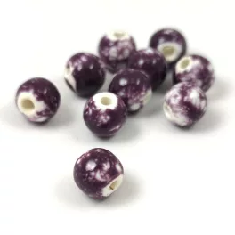Porcelán gyöngy - golyó - Deep Purple - 8mm