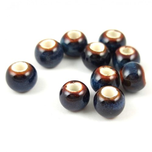 Porcelán gyöngy - golyó - Blueberry - 8x7mm