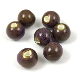 Porcelán gyöngy - golyó - Dark Purple - 10mm