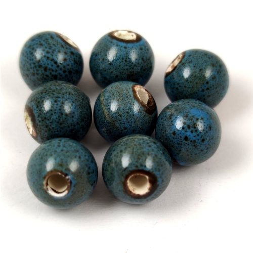 Porcelán gyöngy - golyó - Turquoise Blue - 10mm