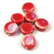 Porcelán gyöngy - lencse - Red - 11x5mm