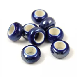   Porcelán gyöngy - gyűrű - Iridescent Dark Sapphire - 12x6mm