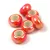 Porcelán gyöngy - gyűrű - Iridescent Orange - 12x6mm