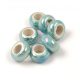 Porcelán gyöngy - gyűrű - Iridescent Turquoise - 12x6mm