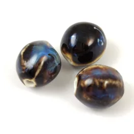   Porcelán gyöngy - melon - Black Beige Blue - 15 x 16 x 14mm