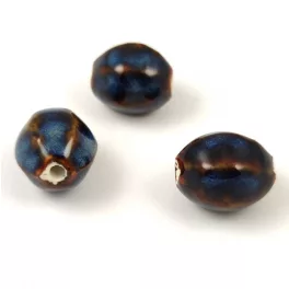 Porcelán gyöngy - melon - Blue Brown - 15 x 16 x 14mm