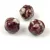 Porcelán gyöngy - cotton ball - Oxblood Splash - 16 x 17mm
