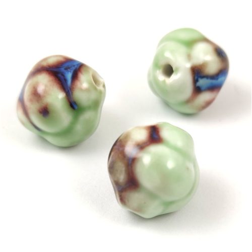 Porcelán gyöngy - cotton ball - Mint Blue - 16 x 17mm