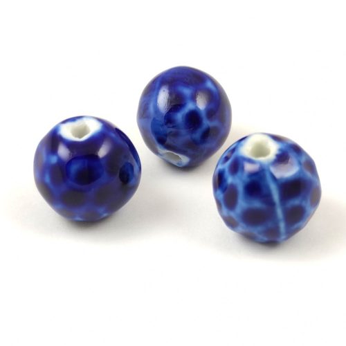 Porcelán gyöngy - faceted ball - Dark Sapphire - 16mm
