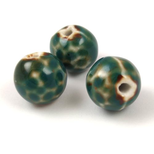 Porcelán gyöngy - faceted ball - Dark Turquoise - 16mm