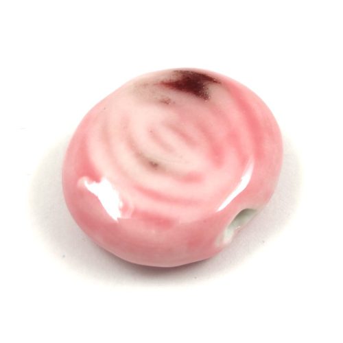 Porcelán gyöngy - Lentil - Pink Red - 23x27mm