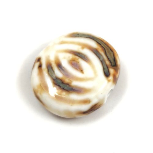Porcelán gyöngy - Lentil - White Chesnut - 23x27mm