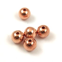 Stainless Steel - round bead - 8x7mm - Rose Gold