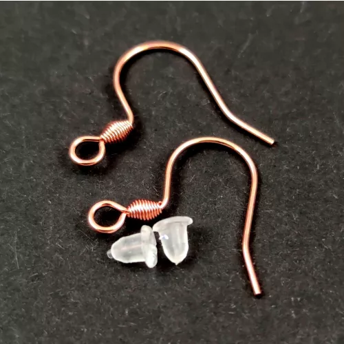 Rozsdamentes fülbevaló alap - 18x17mm - rose gold színű + szilikon vég