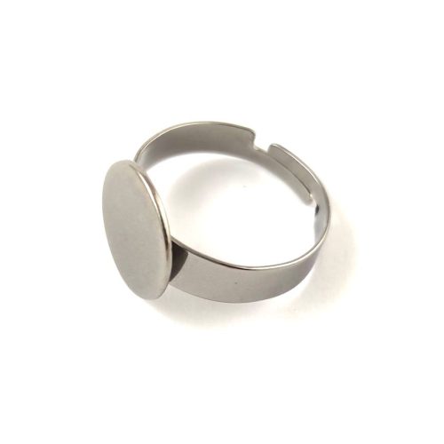 Stainless Steel Ring Stand (Glue-On) - platinum colour - flat - 12mm