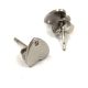 Earring Part - Post - Platinum Colour - Heart shape with ending - stainless steel