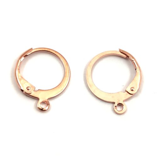 Biztonsági fülbevaló akasztó - rozsdamentes acél - rose gold színű - 14x12 mm