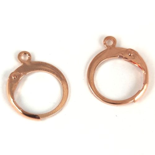 Biztonsági fülbevaló akasztó - rozsdamentes acél - rose gold színű - 14x12 mm