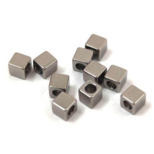 Stainless Steel - cube bead - 3mm