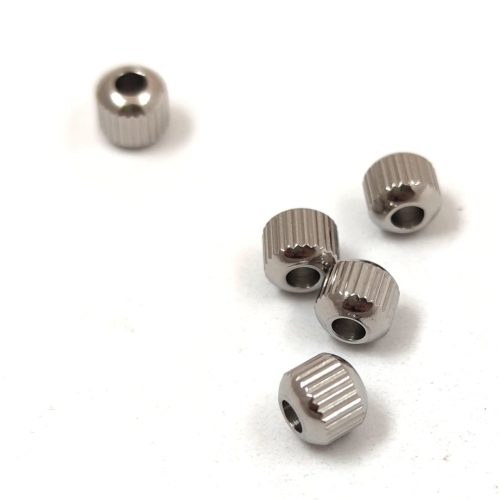 Rozsdamentes acél - gyöngy párhuzamos bemetszésekkel - 6 x 5.5 mm