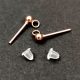 Earring Part - Post - Rose Gold - silicone ending - stainless steel - 14x3mm