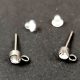 Earring Post - Platinum Colour - Crystal Strass - silicone ending - stainless steel - 14x7mm