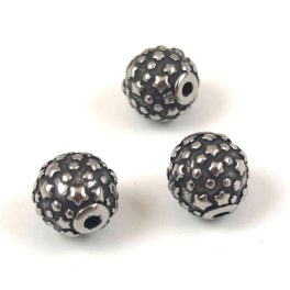 Stainless Steel - round bead - 9.5 x 9mm