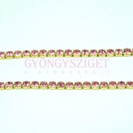 Strasszlánc - arany színű - Light Rose - 2mm