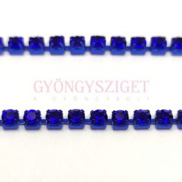 Strasszlánc - kék színű - Sapphire - ss12 - 3mm