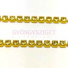 Strasszlánc - arany színű - Citrine - ss12 - 3mm