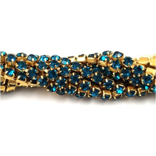 Strasszlánc - arany színű foglalat - Capri Blue strassz - ss6 - 2mm