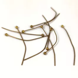 Pin - Antique Brass Colour - Round bead end - 0.5x30mm