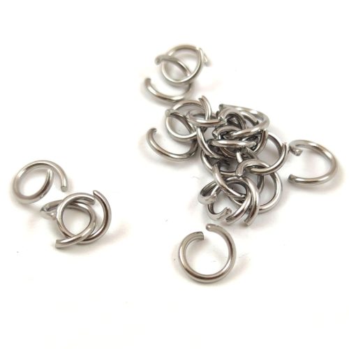 Szerelőkarika - nyitott - rozsdamentes - platina színű - 7x1mm