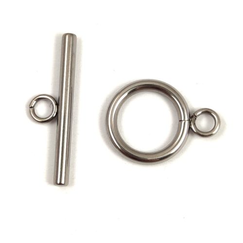 Stainless Steel T-Clasp - Platinum Colour - 14 x 19 x 2 mm