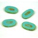 Czech Table Cut Bead - Cross-Drilled Oval - Turquoise Blue Picasso - 26x15mm