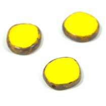 Czech Table Cut Bead - Cross-Drilled - Yellow Picasso - 15mm