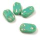Czech Table Cut Bead - Cross-Drilled Rectangle - Turquoise Green White Splash - 16x8mm