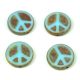 Czech Table Cut Bead - Cross-Drilled - Peace - Turquoise Light Blue Picasso - 16mm