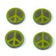 Czech Table Cut Bead - Cross-Drilled - Peace - Green Picasso - 16mm