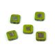 Czech Table Cut Bead - Cross-Drilled Square - sunshine Deco - green picasso - 10x10mm