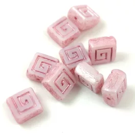   Kelta négyzet - cseh üveg gyöngy - Alabaster Shiny Pink - 9mm