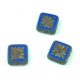 Czech Table Cut Bead - Cross-Drilled Square - sunshine Deco - sapphire picasso - 10x10mm