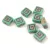 Kelta négyzet - cseh üveg gyöngy - Turquoise Green Copper - 9mm