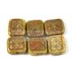 Czech Table Cut Bead - Cross-Drilled Square - Inca Deco -  transparent alabaster picasso - 11x12mm