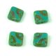 Czech Table Cut Bead - Cross-Drilled Dotted Square - turquoise green picasso- 10x10mm