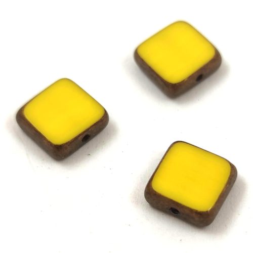 Cseh table cut gyöngy - hosszában fúrt négyzet - Yellow Bronze - 83130-14415 - 8mm