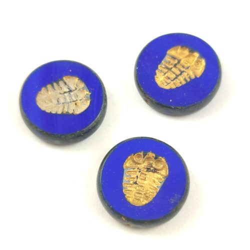 Czech Table Cut Bead - Round - Trilobite - Cobalt - 17mm