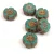 Cseh table cut gyöngy - hosszában fúrt virág - Turquoise Green Golden Bronze - 10mm